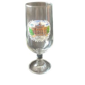 Vintage German City Stemmed Glass Beer Glass Wien Burgtheater